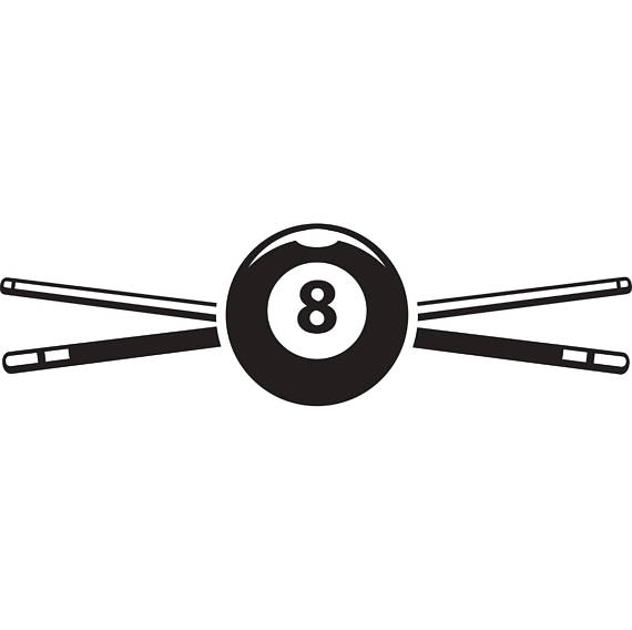 Billiards Pool Logo #3 Sticks Crossed Eight Ball Sports Game .svg .eps .png Instant Digital Clipart Vector Cricut Cut Cutting Download File - Pool Game, Transparent background PNG HD thumbnail