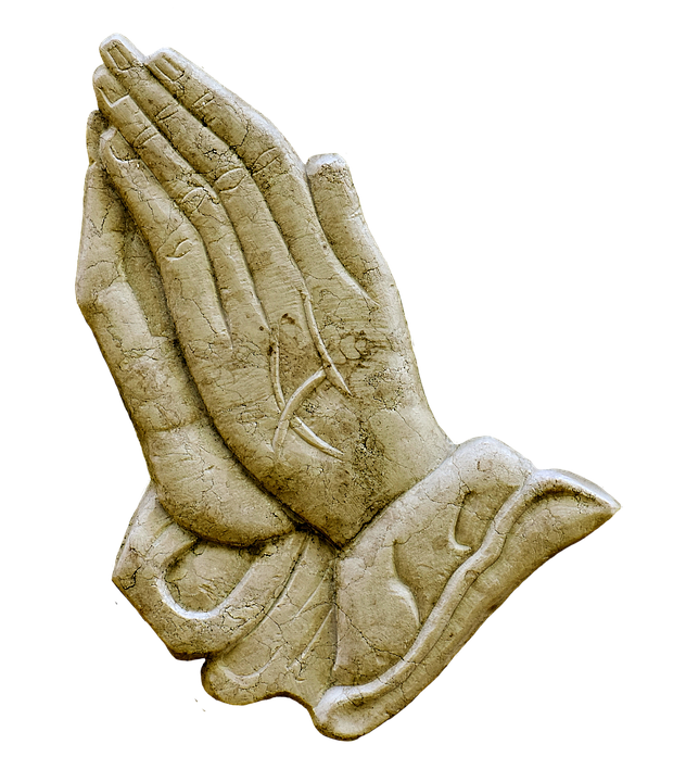 Cross praying hands Vector, V