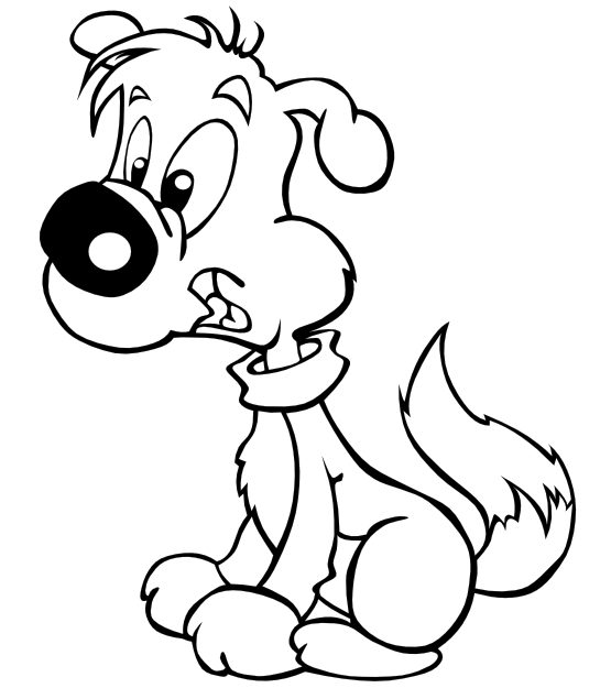 Puppy Cartoon 2 Black White Line Coloring Sheet Colouring Page 555Px.png - Pup Black And White, Transparent background PNG HD thumbnail