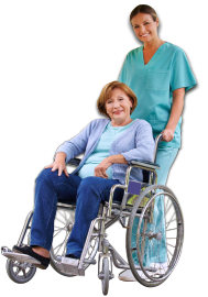 About Us Caregiver Pushing Wheelchair Of Patient - Pushing Wheelchair, Transparent background PNG HD thumbnail