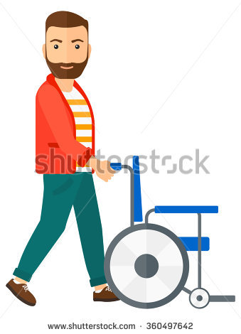 Man Pushing Wheelchair. - Pushing Wheelchair, Transparent background PNG HD thumbnail