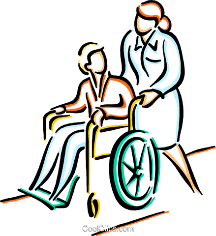 Nurse Pushing Patient In A Wheelchair Royalty Free Vector Clip Art Illustration - Pushing Wheelchair, Transparent background PNG HD thumbnail