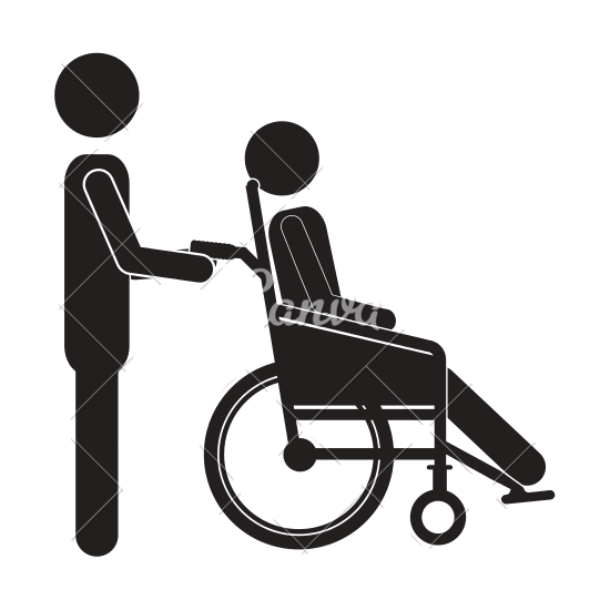 Person Pushing A Wheelchair - Pushing Wheelchair, Transparent background PNG HD thumbnail