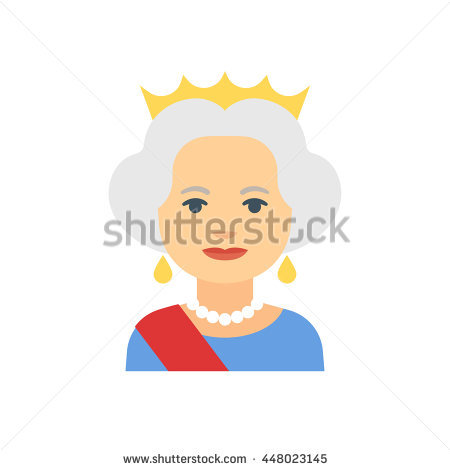 July 16, 2016: Flat Cartoon Vector Illustration Of Queen Elizabeth Ii Isolated On White - Queen Elizabeth Cartoon, Transparent background PNG HD thumbnail