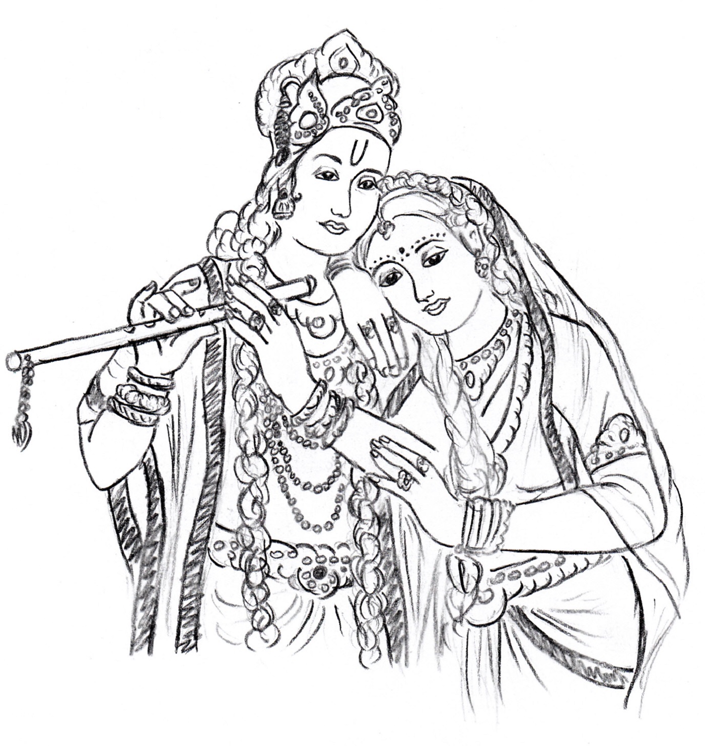 Download The Above Pattern - Radha Krishna Black And White, Transparent background PNG HD thumbnail