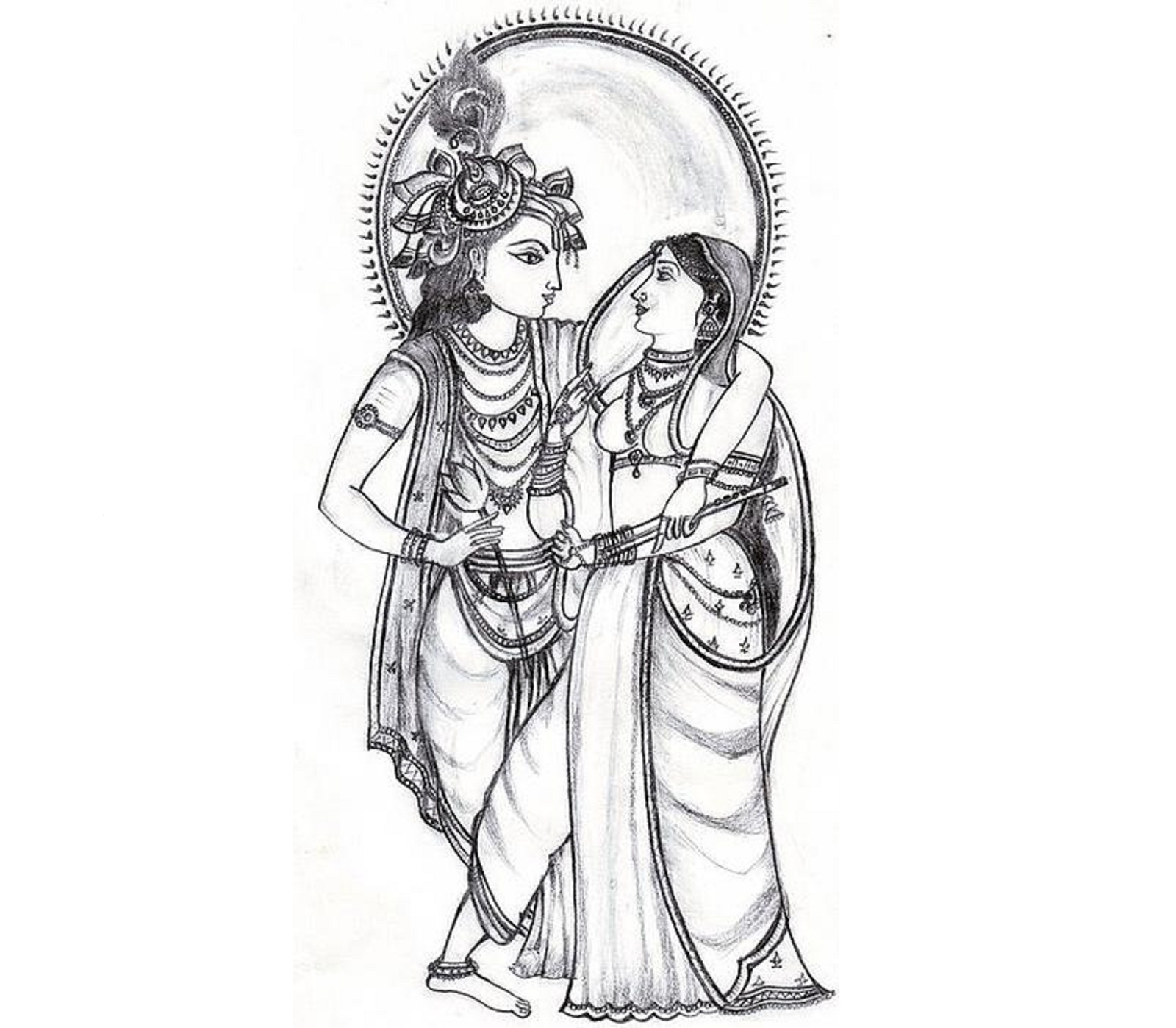 Krishna And Radha Clipart - Radha Krishna Black And White, Transparent background PNG HD thumbnail