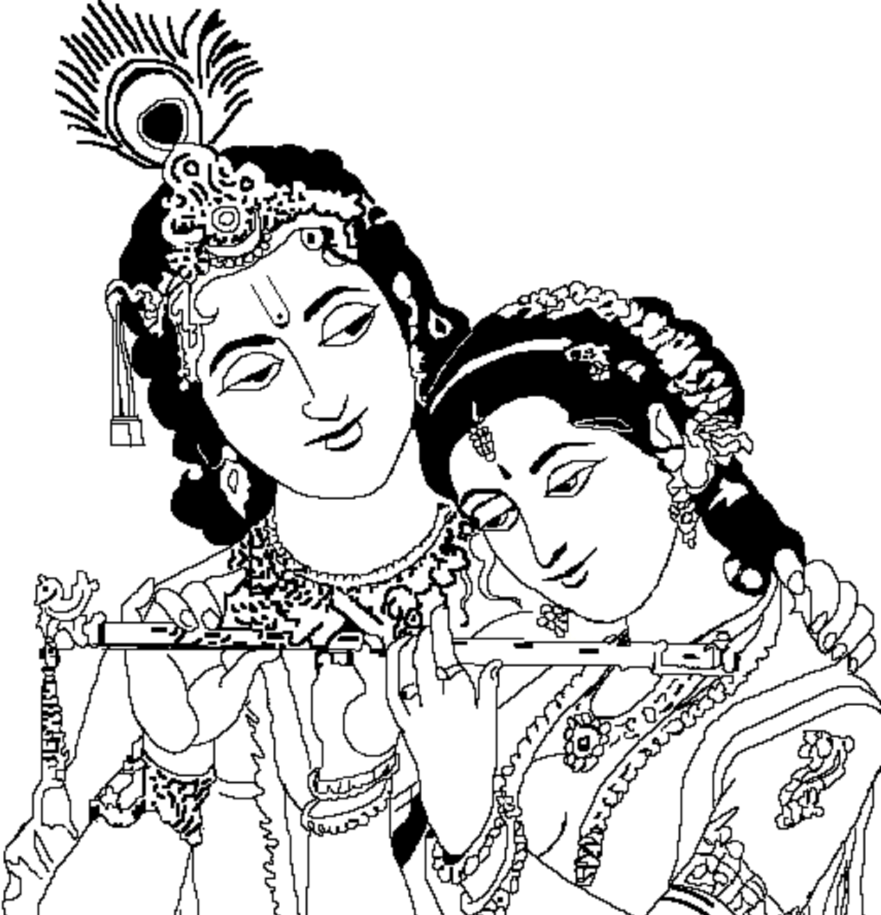 Lord Radha Krishna Coloring Drawing Free Wallpaper Clipart. Lord Krishna Black And White Clipart - Radha Krishna Black And White, Transparent background PNG HD thumbnail