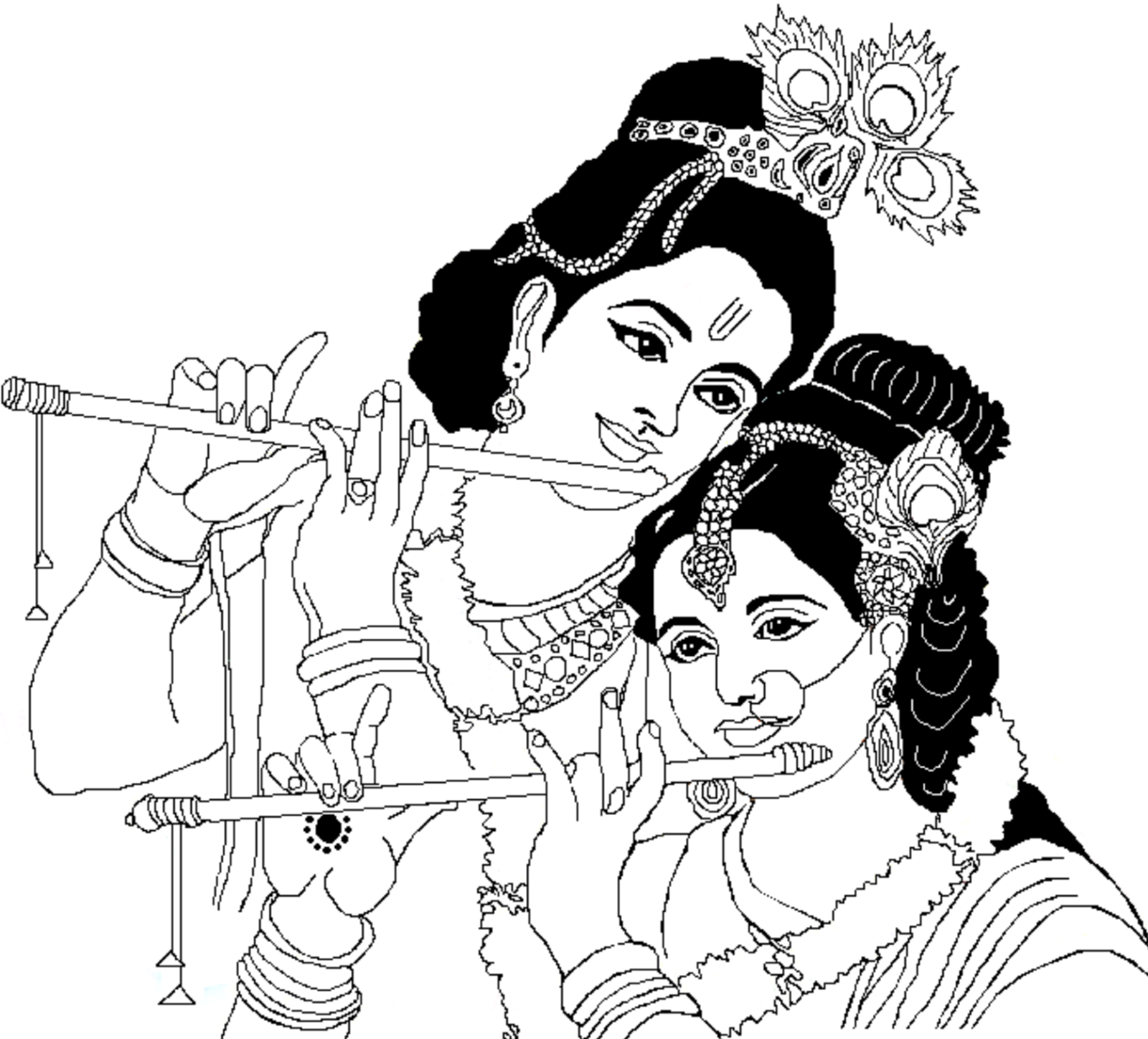 Radha Krishna Clipart - Radha Krishna Black And White, Transparent background PNG HD thumbnail