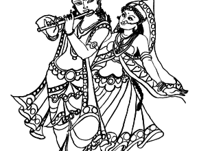 Radha Krishna Coloring Pages - Radha Krishna Black And White, Transparent background PNG HD thumbnail