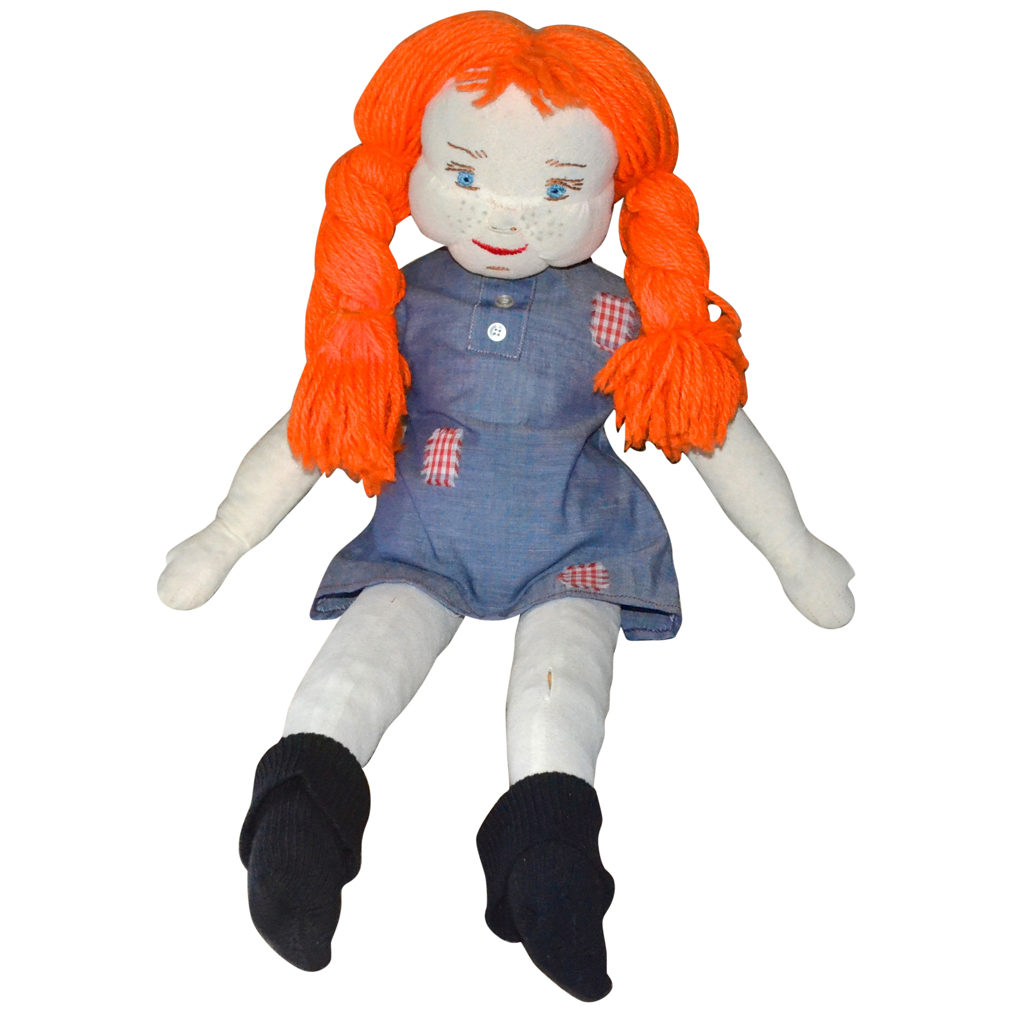 Handcrafted Pippi Longstocking Rag Doll W/ Flaming Red Yarn Hair, Undies U0026 Socks! - Rag Doll, Transparent background PNG HD thumbnail