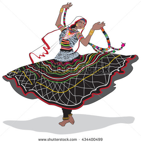 Colorful Vector Illustration Of An Indian Gypsy Dancer From Rajasthan, India - Rajasthani Dance, Transparent background PNG HD thumbnail