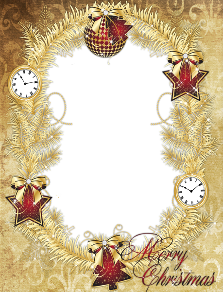 Gold Png Merry Christmas Photo Frame With Stars - Ramar Stjarnor, Transparent background PNG HD thumbnail
