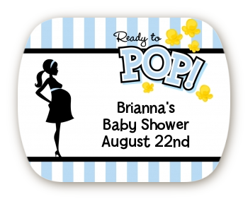 Ready To Pop Blue   Personalized Baby Shower Rounded Corner Stickers - Ready To Pop Baby Shower, Transparent background PNG HD thumbnail