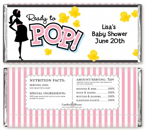 Ready To Pop Pink   Personalized Baby Shower Candy Bar Wrappers Pink 1 - Ready To Pop Baby Shower, Transparent background PNG HD thumbnail