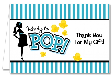 Ready To Pop Teal   Baby Shower Thank You Cards - Ready To Pop Baby Shower, Transparent background PNG HD thumbnail