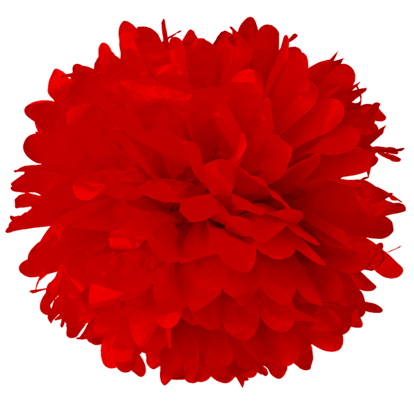 Red Tissue Pom Poms - Red Pom Poms, Transparent background PNG HD thumbnail