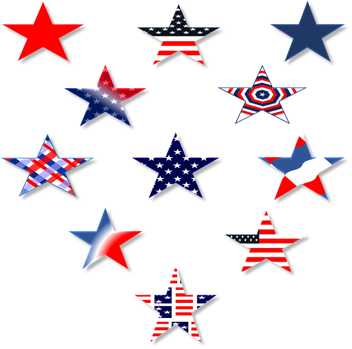 Star Red White Blue America Usa Symbol 3D July - Red White And Blue Star, Transparent background PNG HD thumbnail