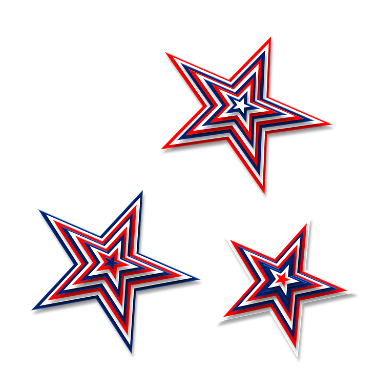 Stars 3D Red White Blue America Patriotic July - Red White And Blue Star, Transparent background PNG HD thumbnail