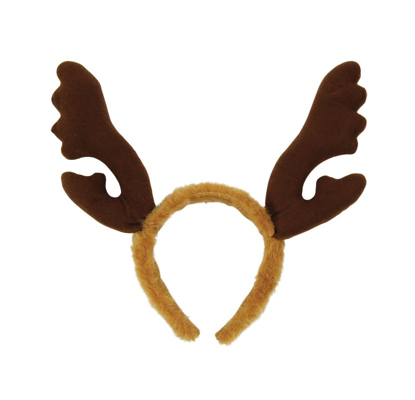 Reindeer Antlers With Brown Fur Headband - Reindeer Antlers, Transparent background PNG HD thumbnail