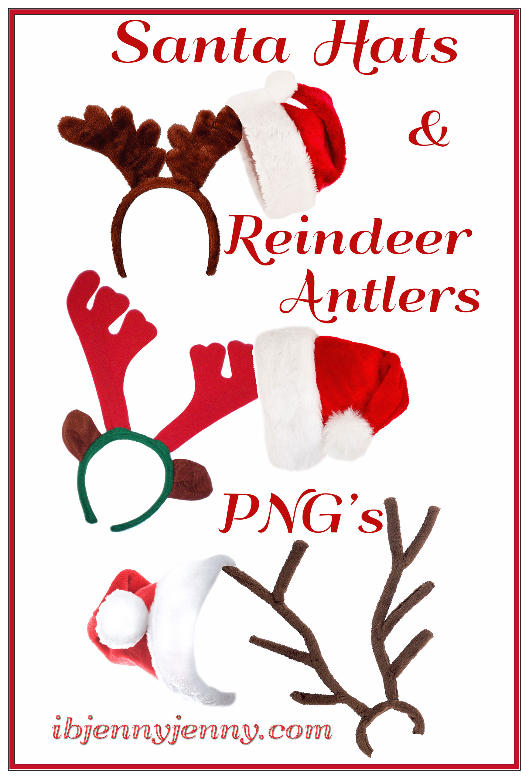. Hdpng.com Santa Hats And Reindeer Antlers Pngu0027S By Ibjennyjenny - Reindeer Antlers, Transparent background PNG HD thumbnail