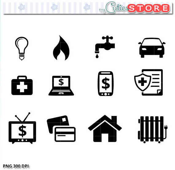 Payments And Bill Due Icons Clipart, Rent Due, Insurance, Car Payment, Mortgage Digital Png Graphics Set. From Mycutiestore On Etsy Studio - Rent Due, Transparent background PNG HD thumbnail