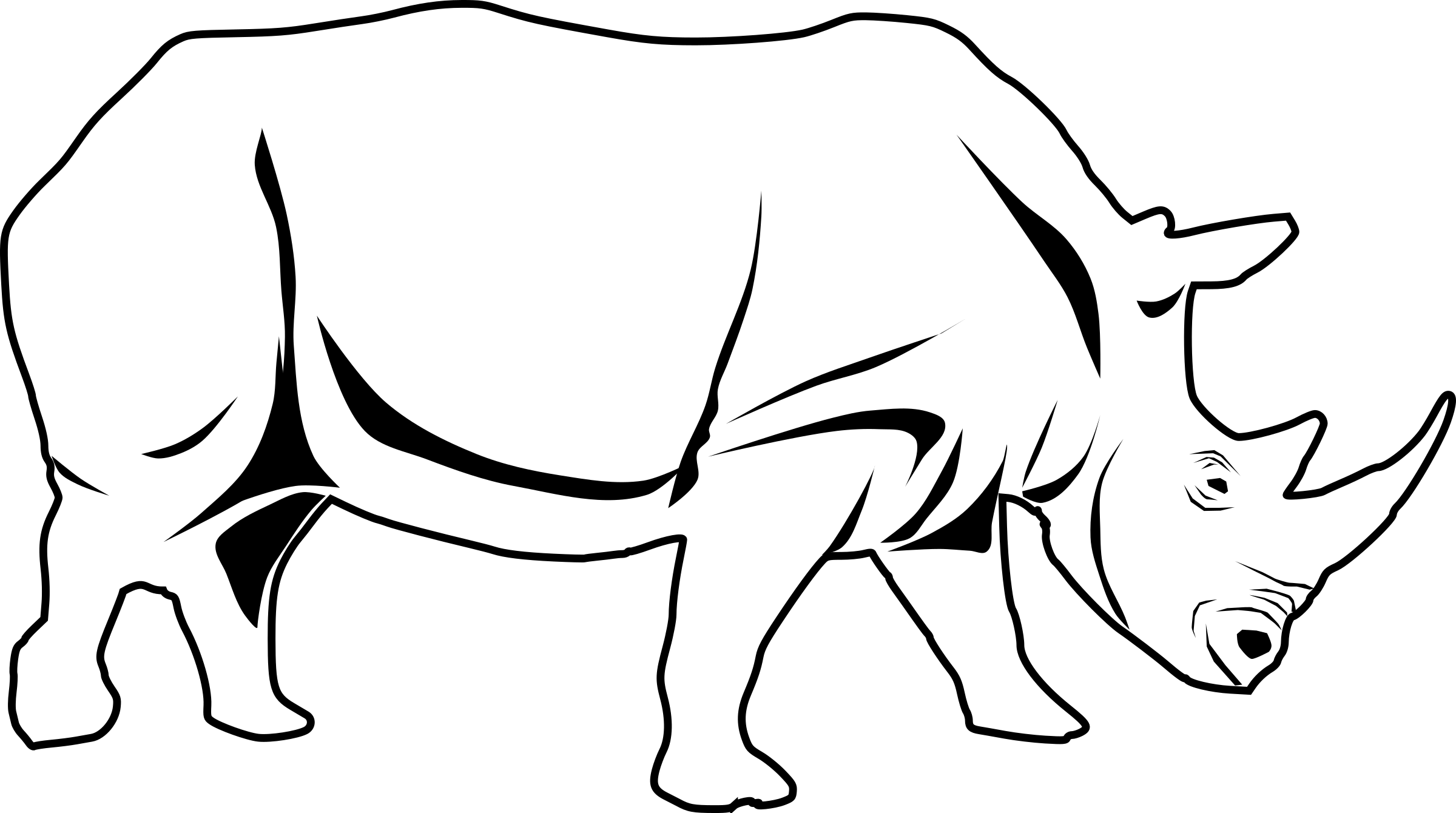 Big Image (Png) - Rhino Black And White, Transparent background PNG HD thumbnail