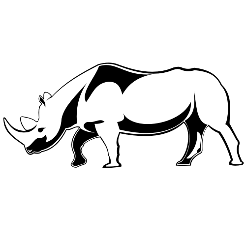 Line Art Black U0026 White Rhino. Download Large Image 500X500Px - Rhino Black And White, Transparent background PNG HD thumbnail