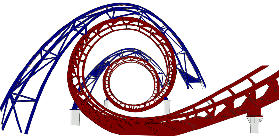 Roller Coaster Tube Red Blue Intertwined S - Rollercoaster, Transparent background PNG HD thumbnail