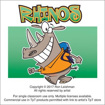 Rhinos Cartoon Clipart - Ron Leishman, Transparent background PNG HD thumbnail