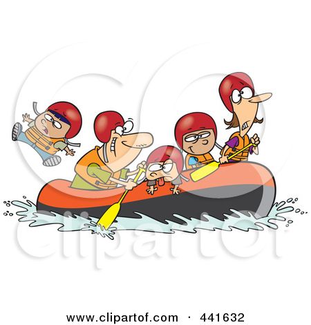 Royalty Free (Rf) Clip Art Illustration Of A Cartoon Family Rafting By Ron Leishman - Ron Leishman, Transparent background PNG HD thumbnail