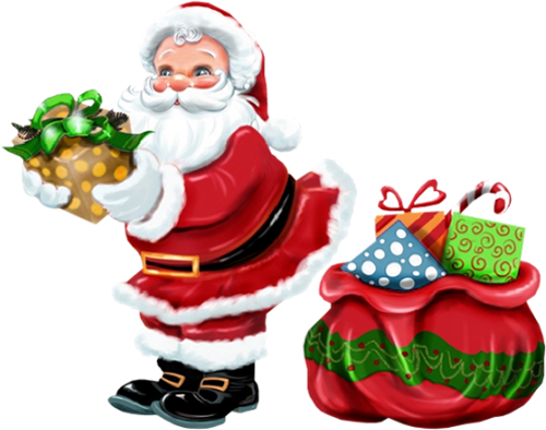 Santa Claus With Gifts Clipart - Santa And Mrs Claus, Transparent background PNG HD thumbnail
