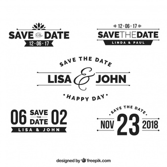 Elegant Collection Of Modern Wedding Labels - Save The Date Black And White, Transparent background PNG HD thumbnail