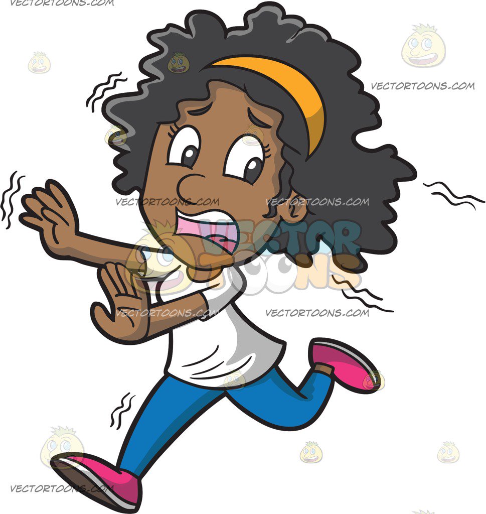 A Fearful Black Woman Running Away From Something - Scared Woman Running Screaming, Transparent background PNG HD thumbnail