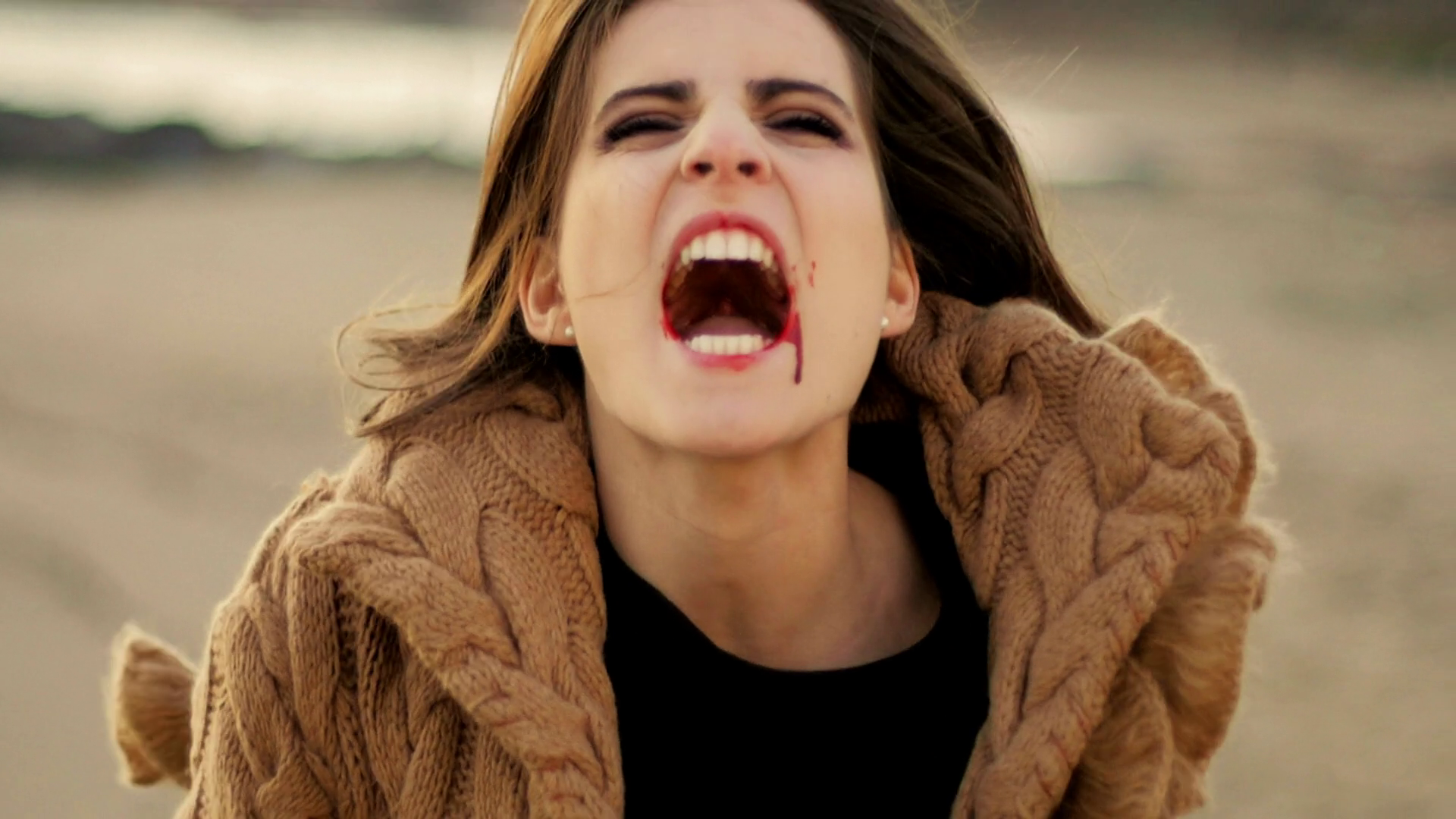 Beautiful Woman Running And Screaming With Blood On Mouth Stock Video Footage   Videoblocks - Scared Woman Running Screaming, Transparent background PNG HD thumbnail