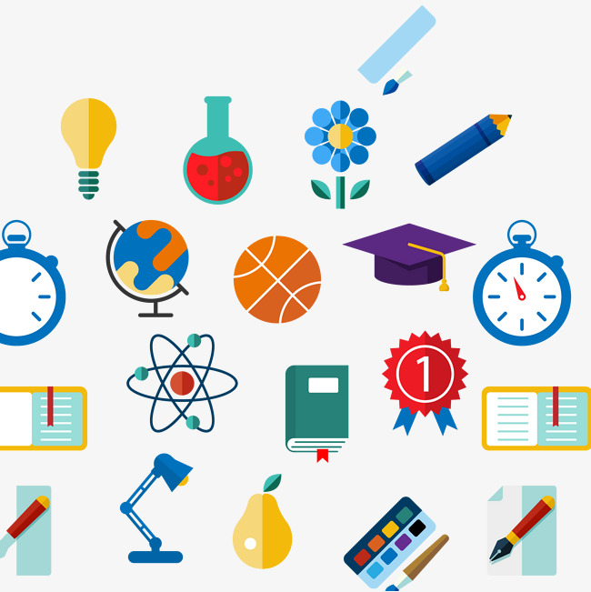 School Education Related Icons, Hand Painted Cartoon, School, Learn Png And Vector - School Related, Transparent background PNG HD thumbnail