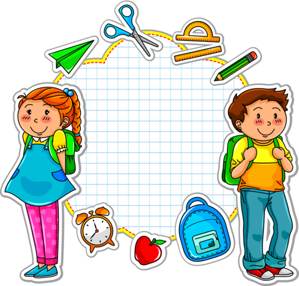 School Kids And A Set Of School Related Items Royalty Free . - School Related, Transparent background PNG HD thumbnail