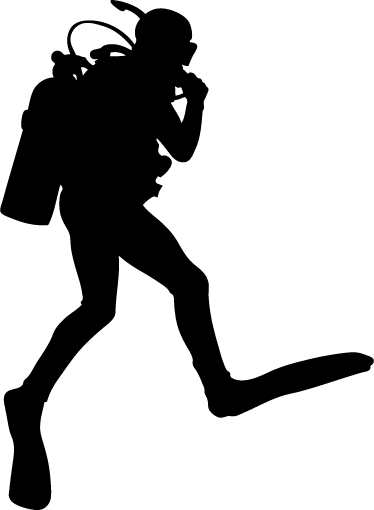 Scuba Diver Silhouette Sticker 7734.png (374×510) - Scuba Diver Black And White, Transparent background PNG HD thumbnail