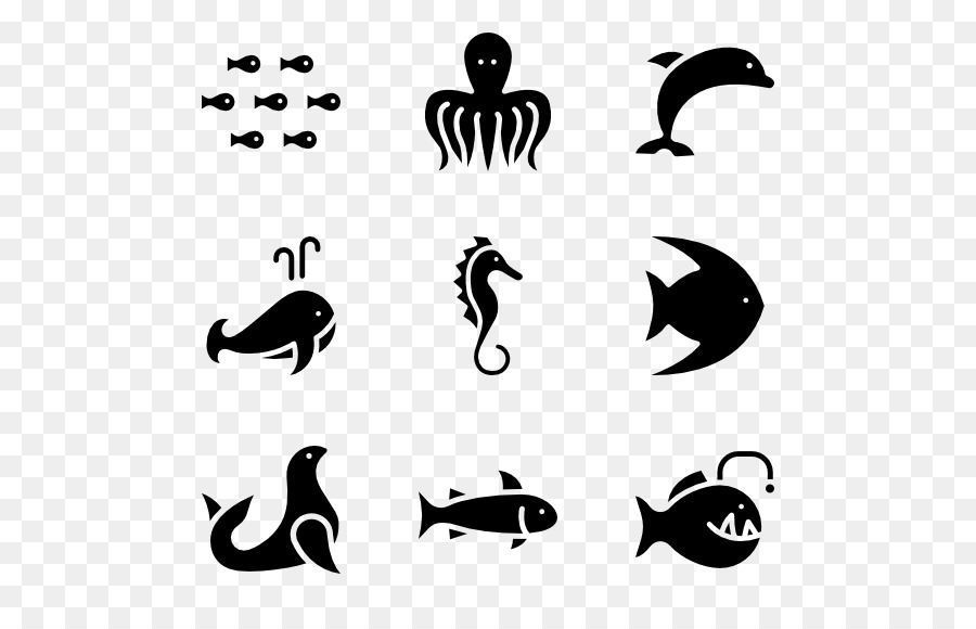 Computer Icons Marine Life Animal Clip Art   Sea Life - Sea Life Black And White, Transparent background PNG HD thumbnail