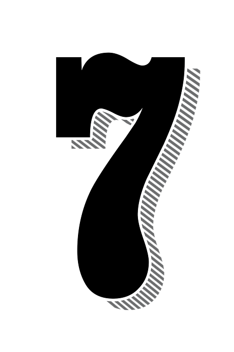 Numbers, Seven, 7, Drop Shadow, Typography, Typographic - Seven Black And White, Transparent background PNG HD thumbnail