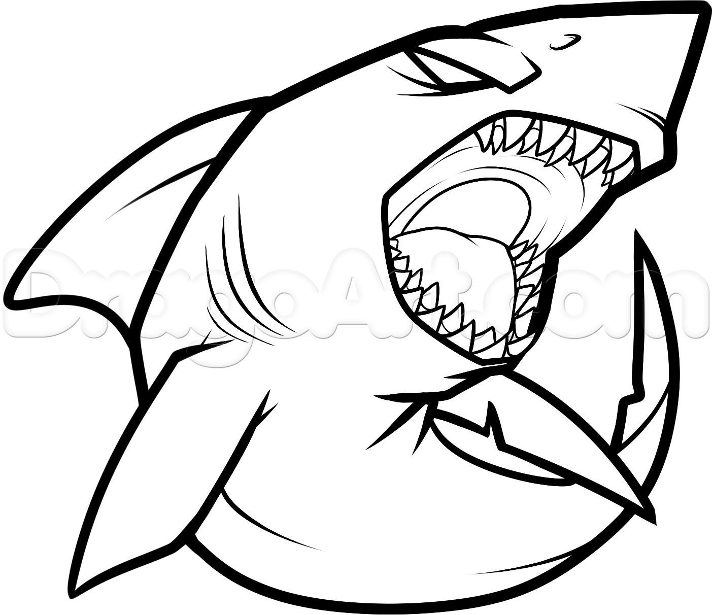 1403X1212 How To Draw A Cool Shark Step 7 Crafty Things Pinterest - Shark Bite Mark, Transparent background PNG HD thumbnail