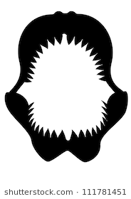 Shark Jaw Silhouette - Shark Bite Mark, Transparent background PNG HD thumbnail