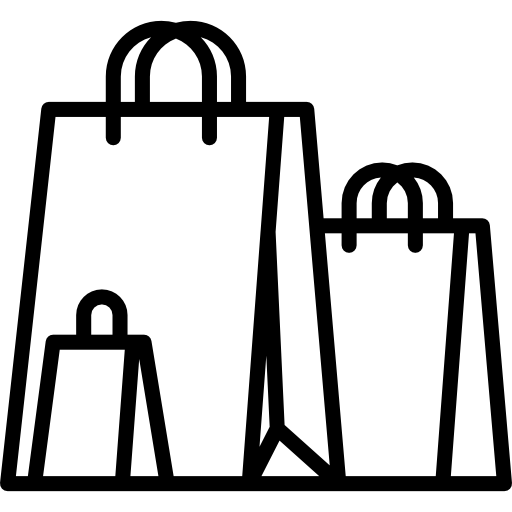 Online Store, Online Shop, Paper Bags, Commerce, Shopping Bag, Bags Icon - Shopping Bags Black And White, Transparent background PNG HD thumbnail