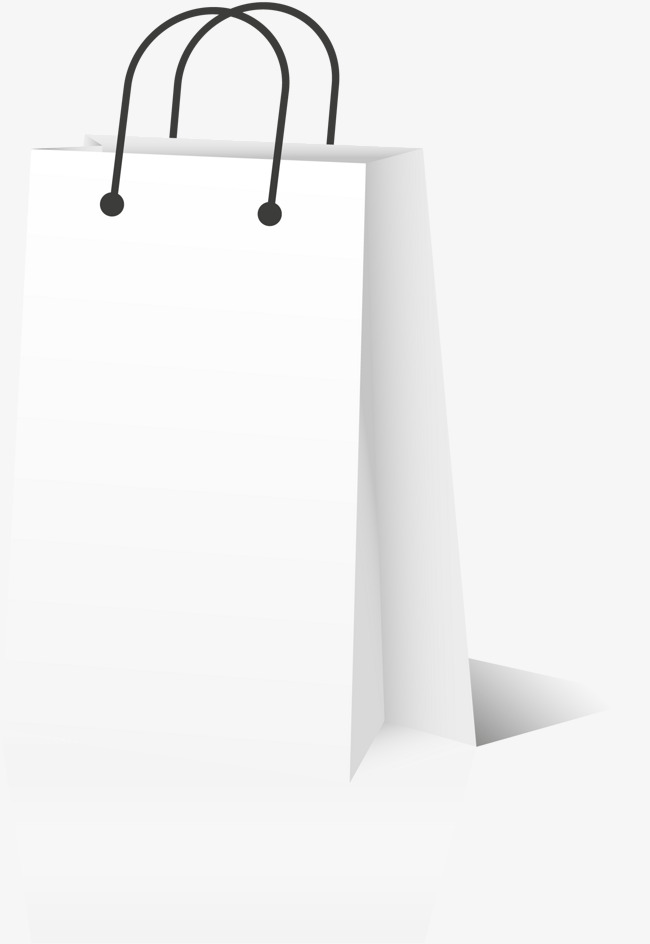 Shopping Bags PNG Black And White -  White Paper Bag