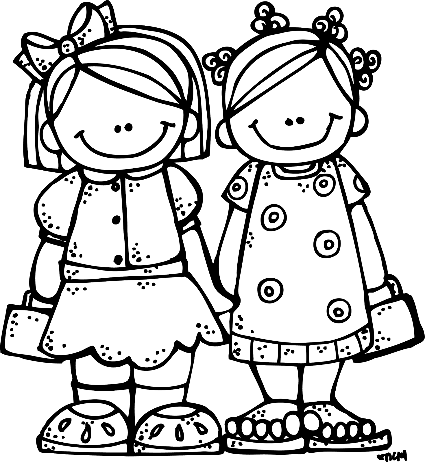 Siblings clipart black and wh