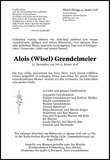 Traueranzeige Alois Grendelmeier - Sich Erinnern, Transparent background PNG HD thumbnail