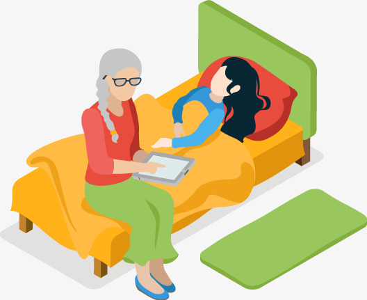 Caring For The Sick Grandmother Vector, Girl In Bed, Grandmother, Sick Png And - Sick Girl In Bed, Transparent background PNG HD thumbnail