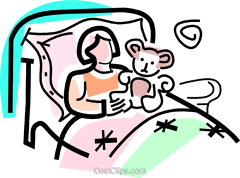 Sick Girl In Bed With A Stuffed Animal Royalty Free Vector Clip Art Illustration Vc064734 - Sick Girl In Bed, Transparent background PNG HD thumbnail