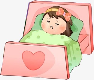 Girl sick in bed Free PNG and