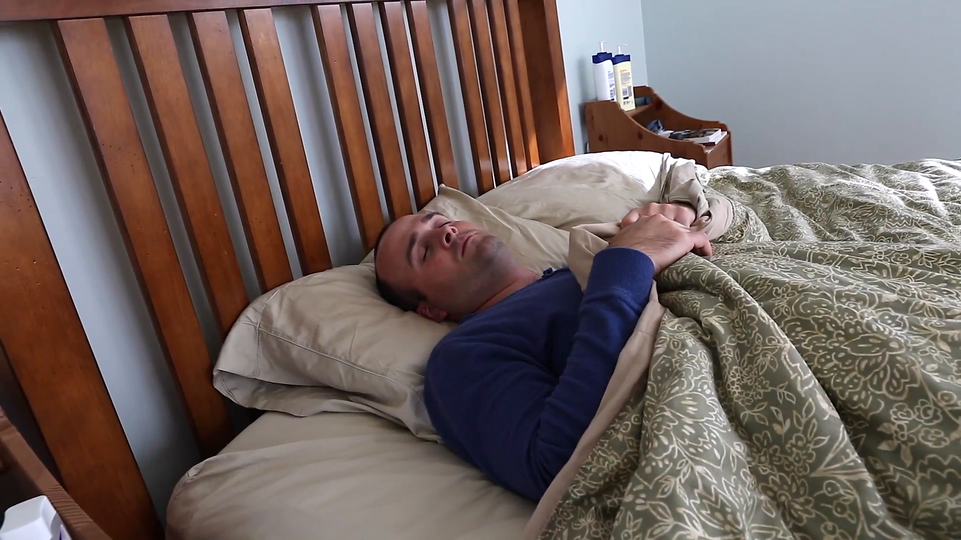 A Sick Man Lying In A Bed In His Room Stock Video Footage   Videoblocks - Sick In Bed, Transparent background PNG HD thumbnail