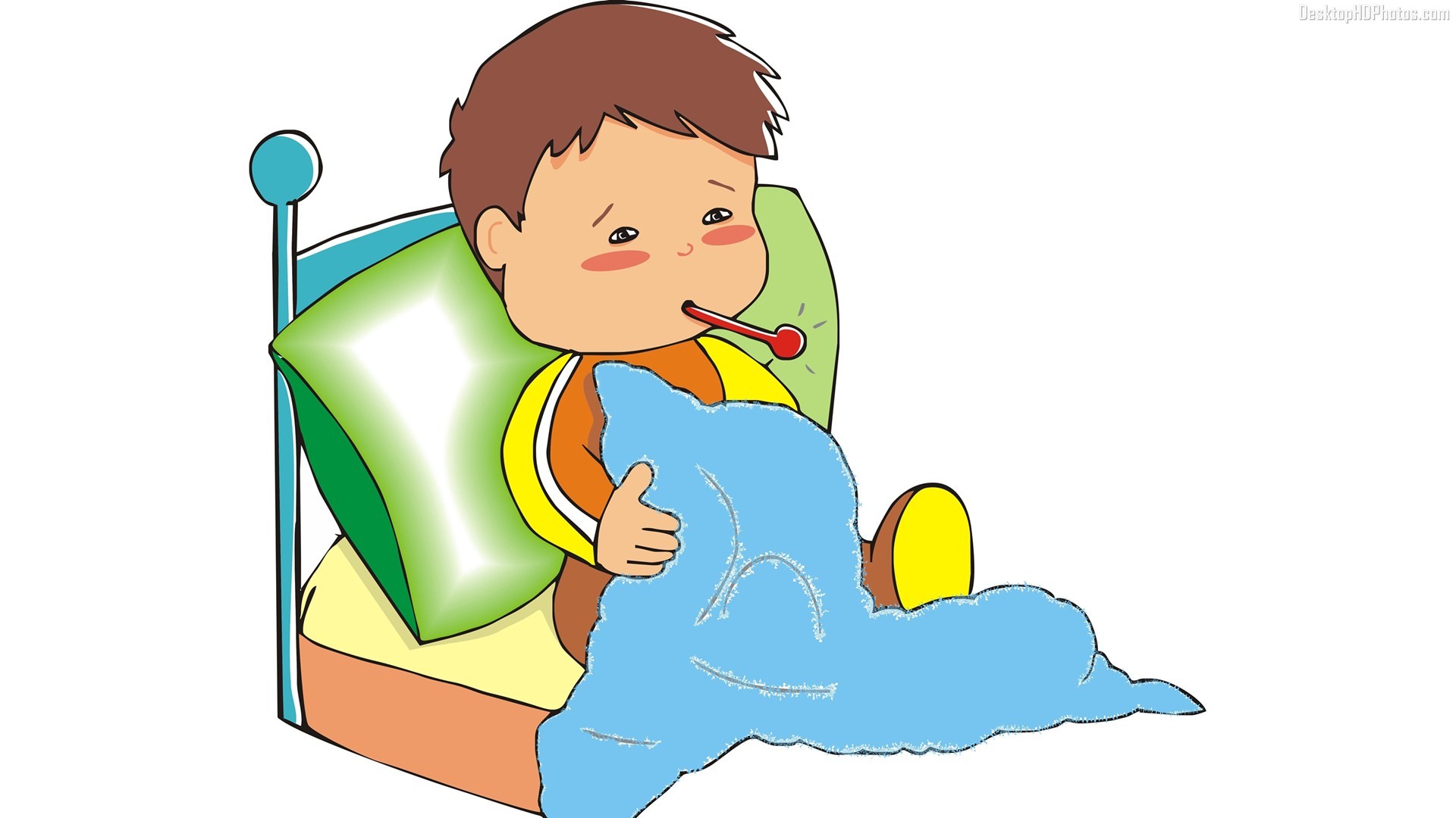 Hospital Clipart Sick Boy - Sick In Bed, Transparent background PNG HD thumbnail